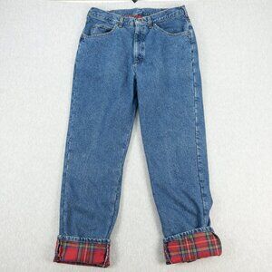 Vintage L.L. Bean Flannel-Lined Jeans Mens 36x34 Blue Denim USA Union Made 80s
